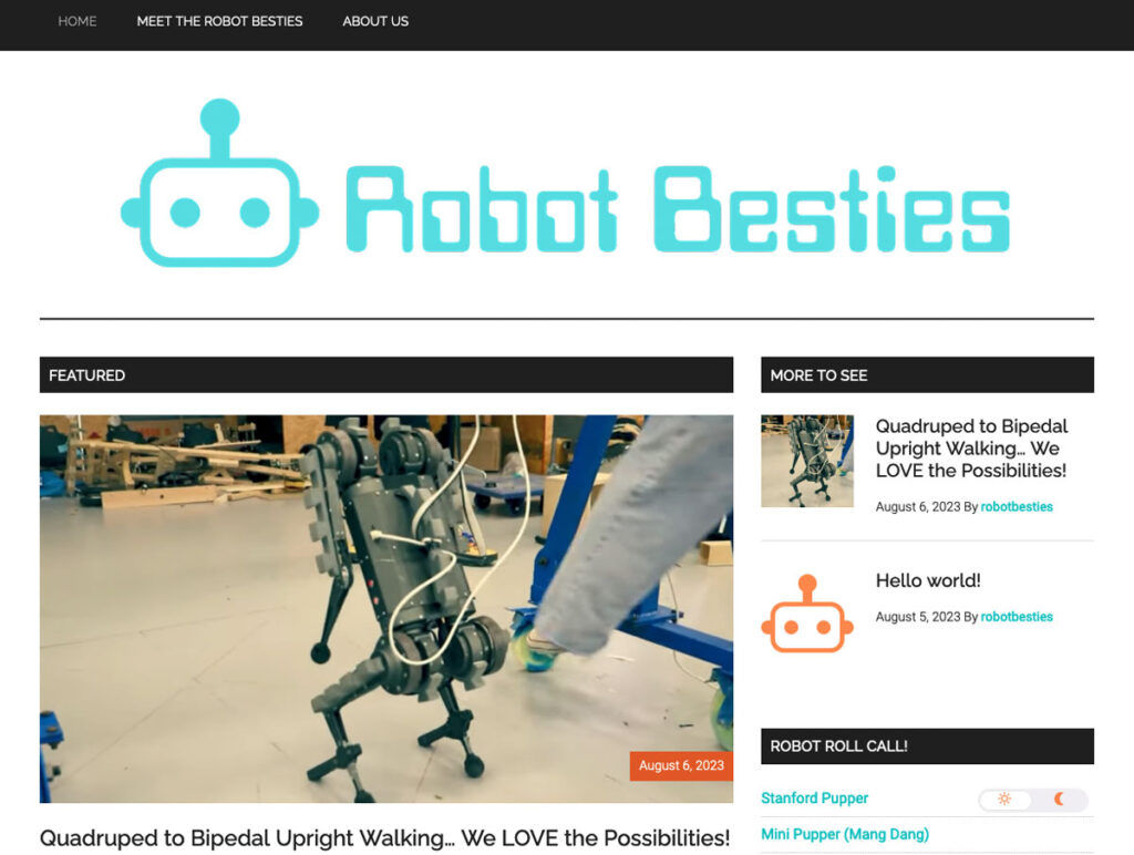 RobotBesties.com homepage 